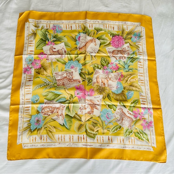 [SOLD] Authentic Salvatore Ferragamo Silk Scarf, Rare Animal Print, EUC - Picture 13 of 14